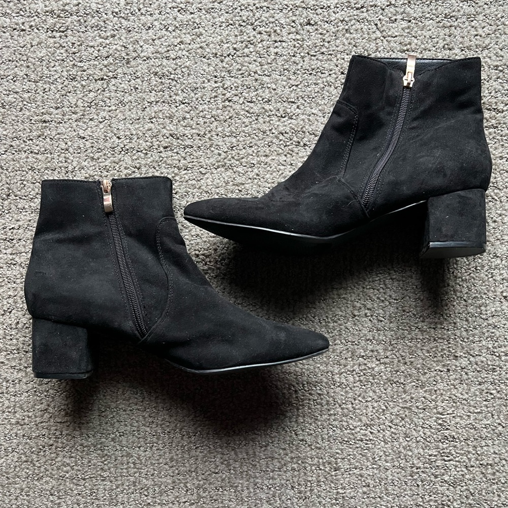 Black Faux Suede Booties Size 10